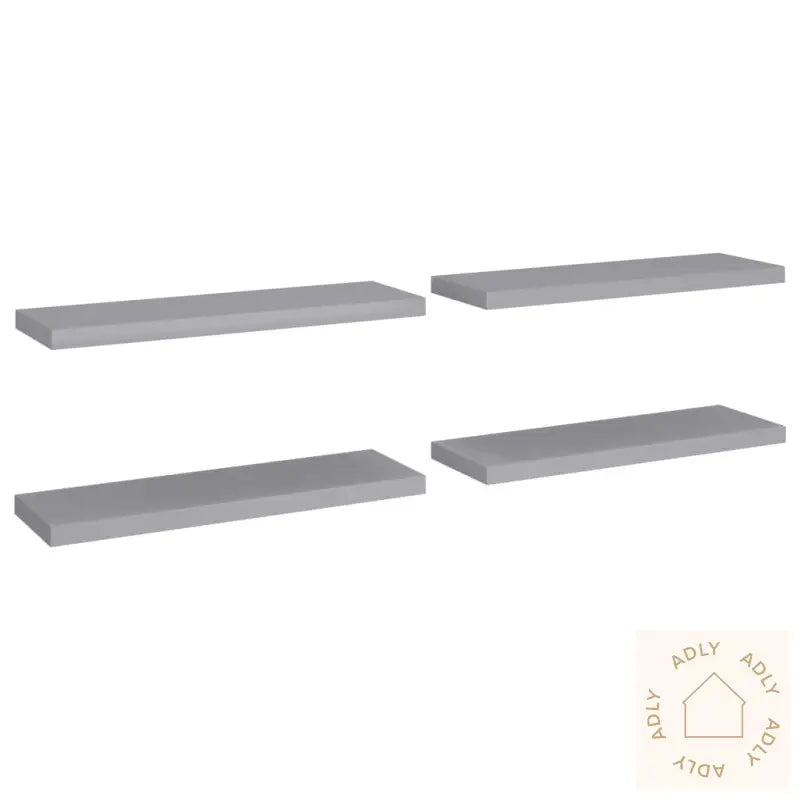 Flytende Vegghyller 4 Stk Grå 80X23,5X3,8 Cm Mdf