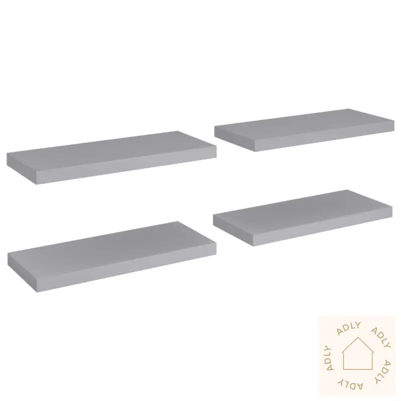 Flytende Vegghyller 4 Stk Grå 60X23,5X3,8 Cm Mdf