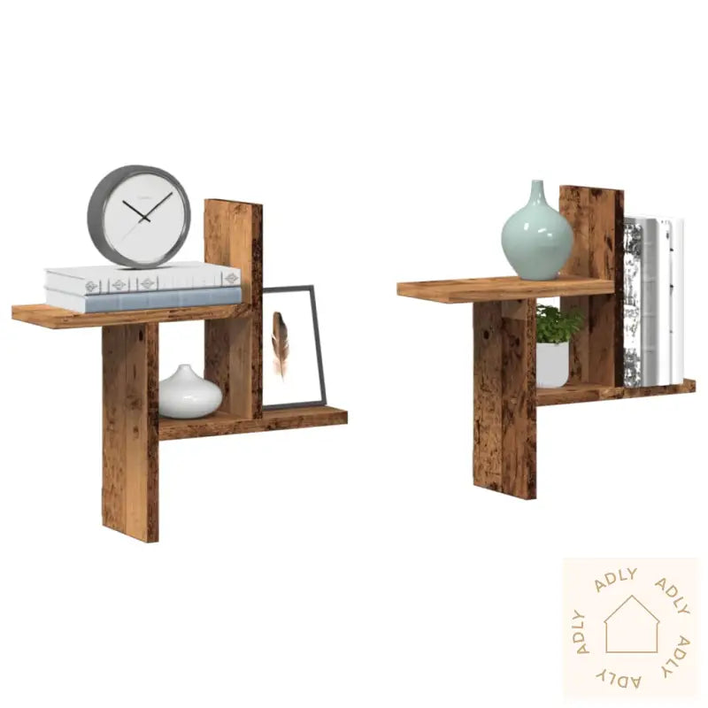 Vegghyller 2 Stk Gammelt Tre 38X12X38 Cm Konstruert Tre