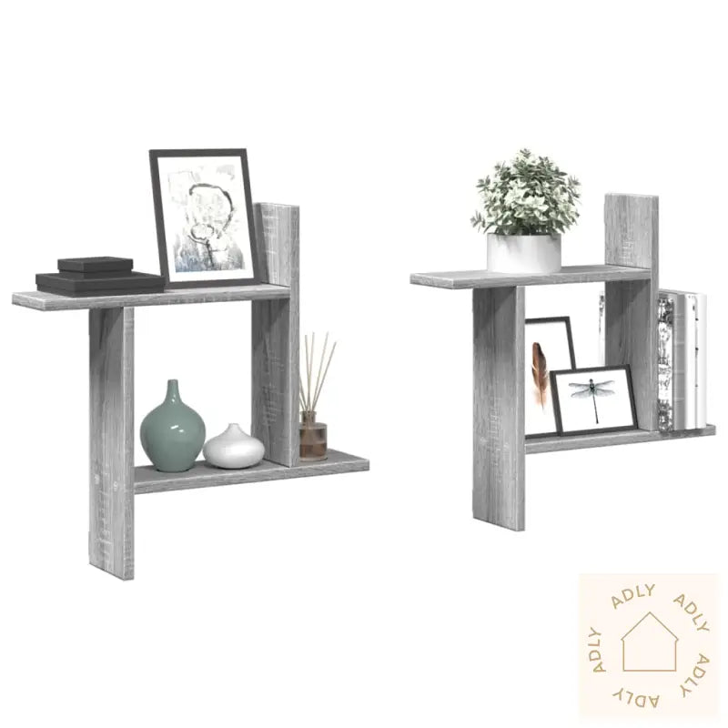 Vegghyller 2 Stk Grå Sonoma 50X12X50 Cm Konstruert Tre