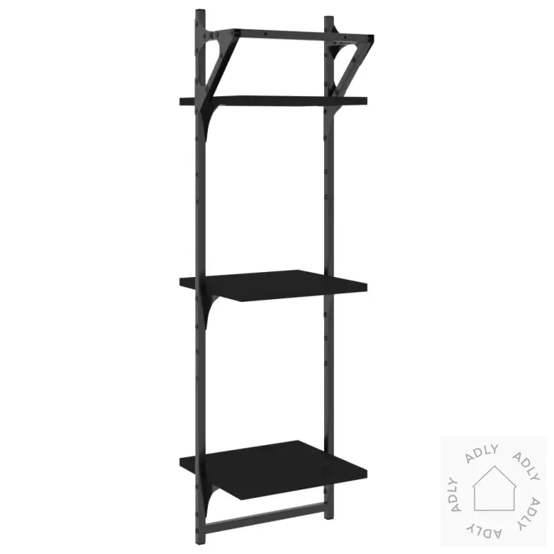 Vegghyller Med 2 Hyller Stenger 2 Stk Svart 30X25X100 Cm