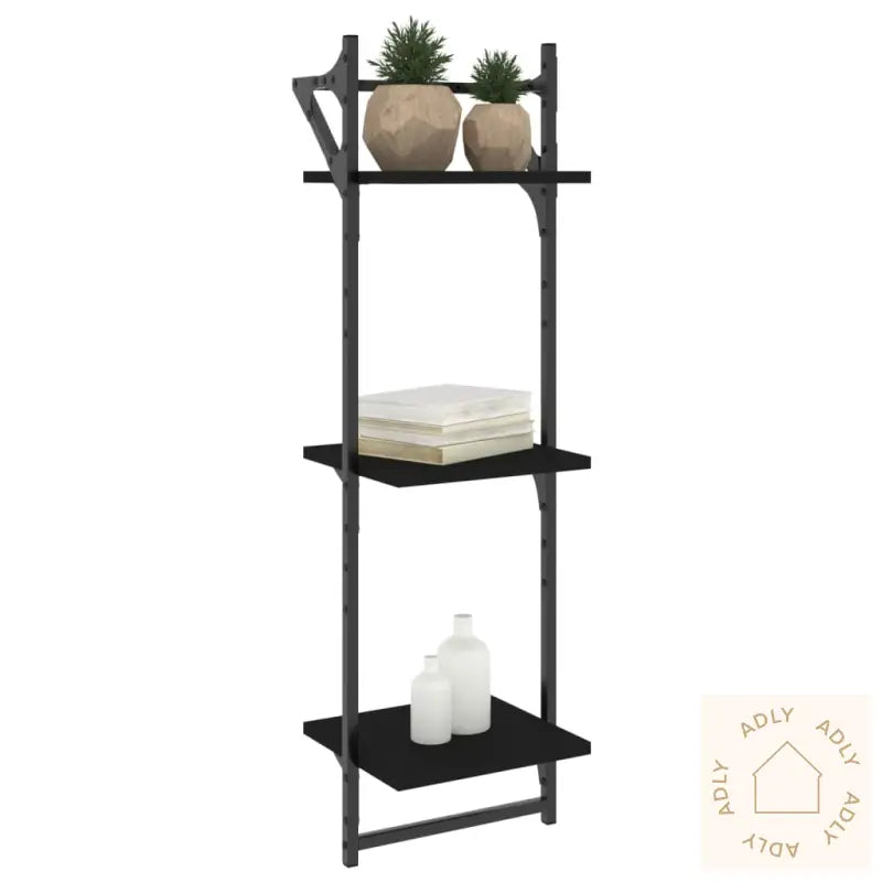 Vegghyller Med 2 Hyller Stenger 2 Stk Svart 30X25X100 Cm