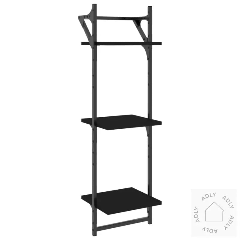 Vegghyller Med 2 Hyller Stenger 2 Stk Svart 30X25X100 Cm