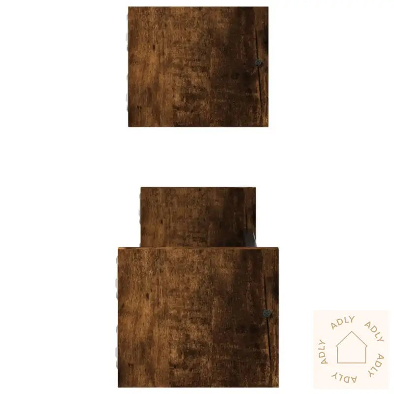 Vegghyller Med Stenger 2 Stk Røkt Eik 60X16X14 Cm