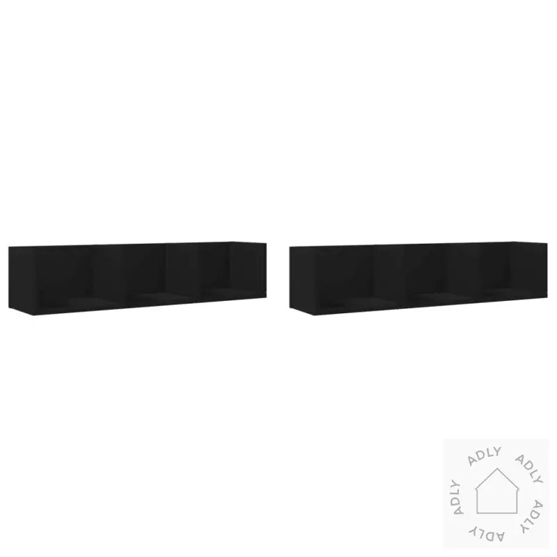 Veggskap 2 Stk Svart 75X18X16,5 Cm Konstruert Tre