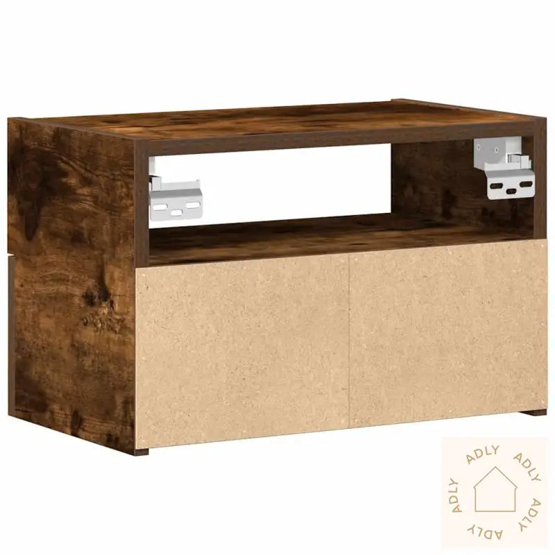 Veggmonterte Nattbord 2 Stk Røkt Eik 45X26X28,5 Cm