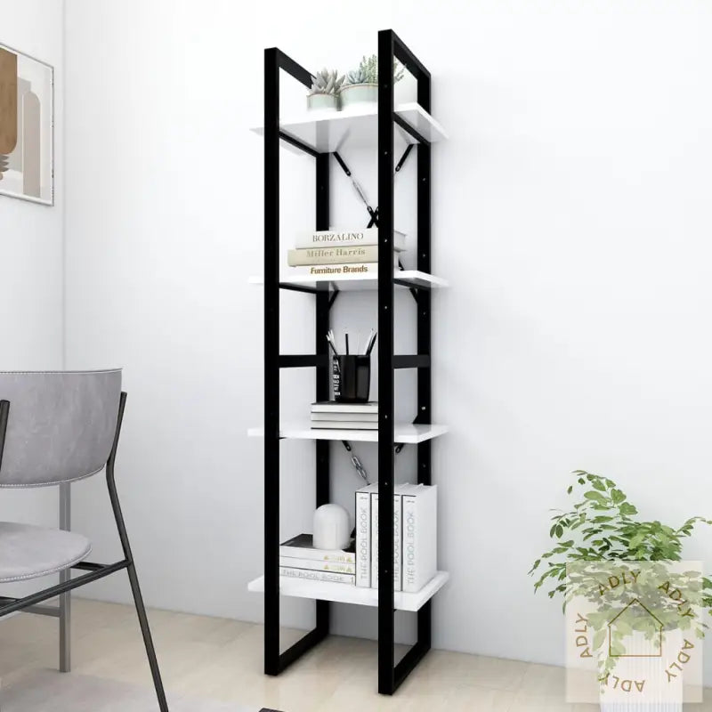 Bokhylle 4 Nivåer Hvit 40X30X140 Cm Konstruert Tre