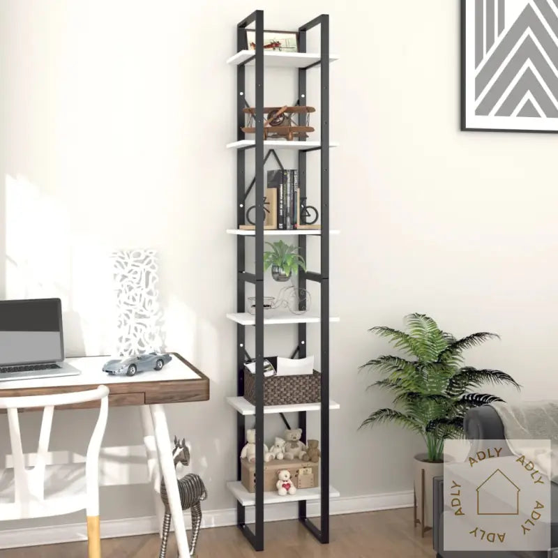 Bokhylle 6 Nivåer Hvit 40X30X210 Cm Konstruert Tre