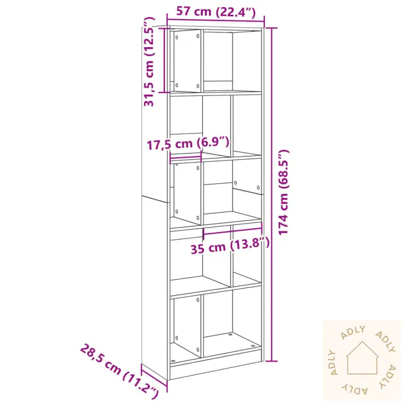 Bokhylle Svart 57X28,5X174 Cm Konstruert Tre