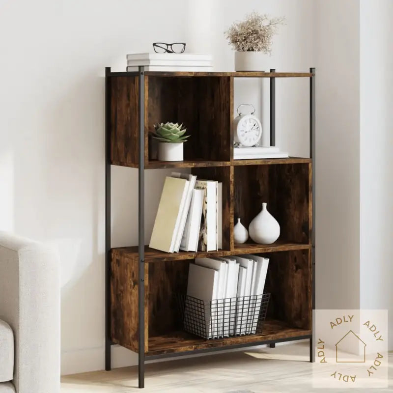 Bokhylle Røkt Eik 72X28X109 Cm Konstruert Tre
