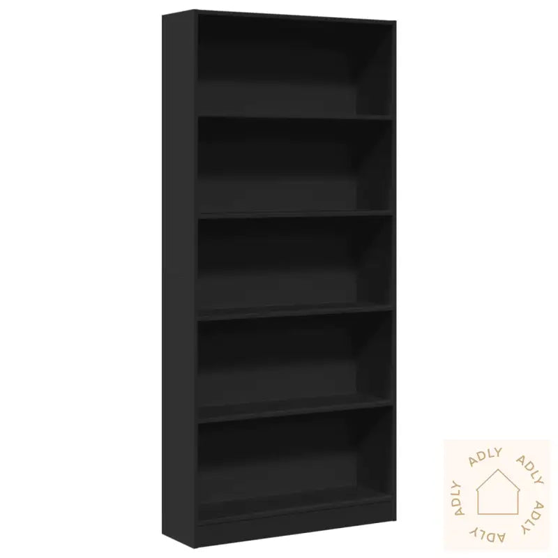 Bokhylle Svart 80X24X176 Cm Konstruert Tre