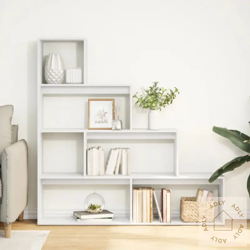 Bokhylle 4 Etasjer Hvit 143,5X29X143,5 Cm Konstruert Tre
