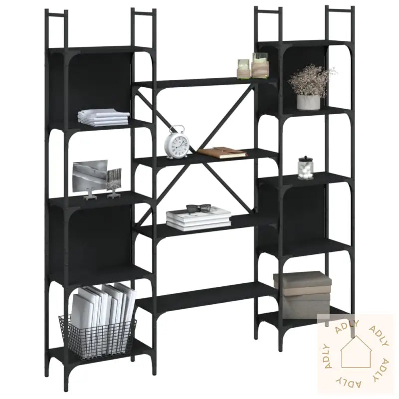 Bokhylle Svart 155,5X24X166,5 Cm Konstruert Tre