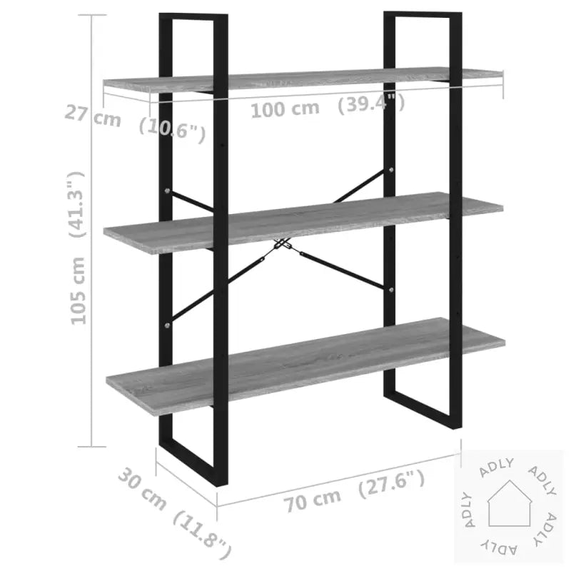 Bokhylle Grå Sonoma 100X30X105 Cm Konstruert Tre