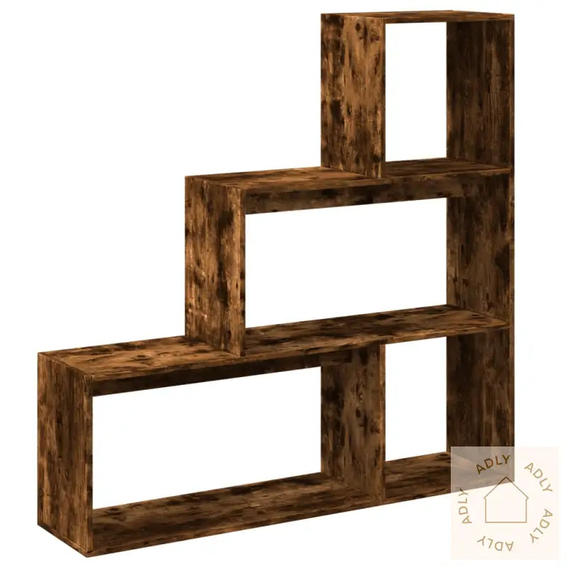 Romdeler Bokhylle 3 Lag Røkt Eik 123X29X123 Cm Konstruert Tre