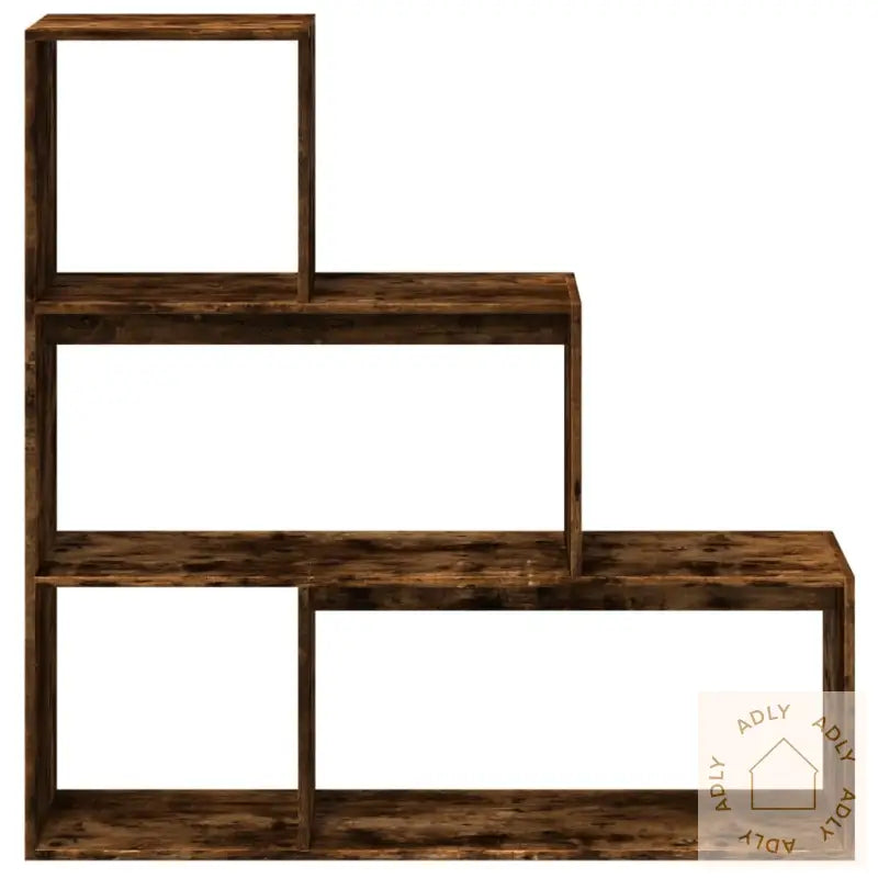 Romdeler Bokhylle 3 Lag Røkt Eik 123X29X123 Cm Konstruert Tre