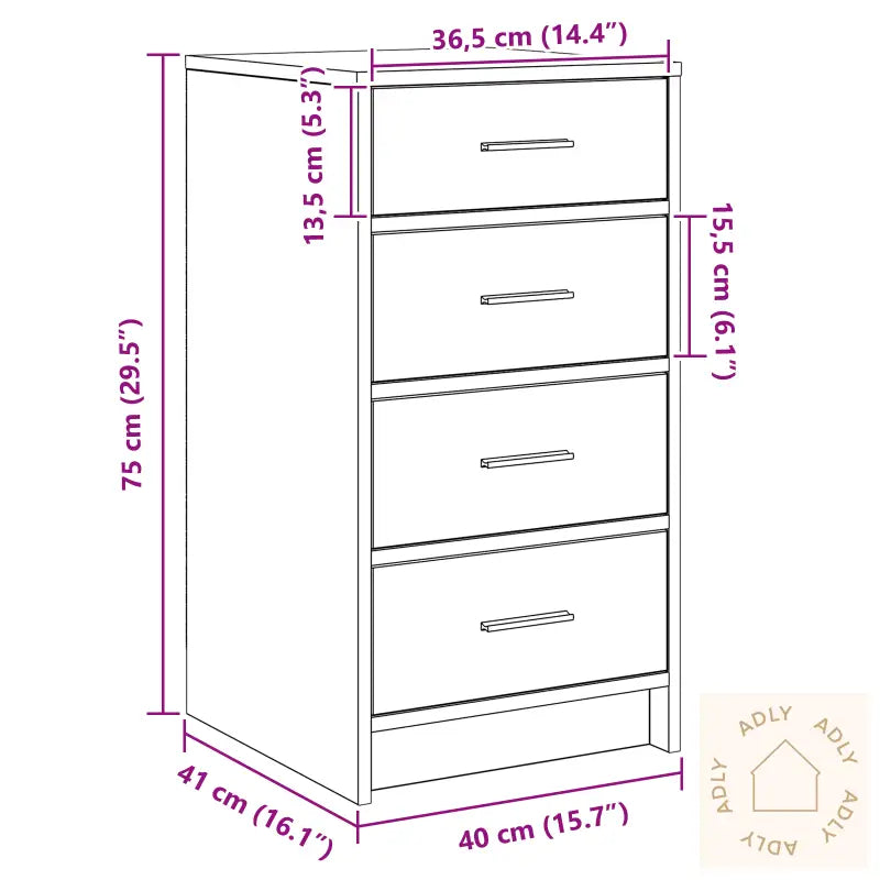 Sidebord Brun Eik 40X41X75 Cm Konstruert Tre