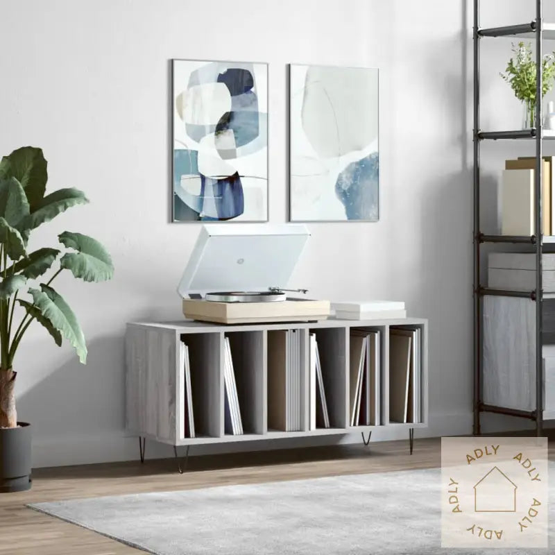Hifi-Benk Grå Sonoma 100X38X48 Cm Konstruert Tre