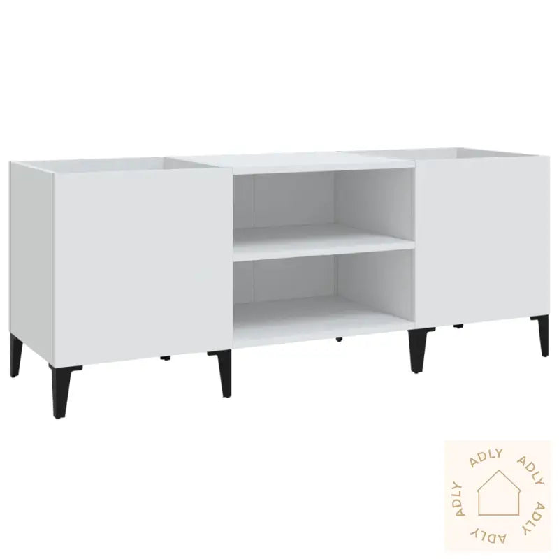 Hifi-Benk Hvit 121X38X48 Cm Konstruert Tre