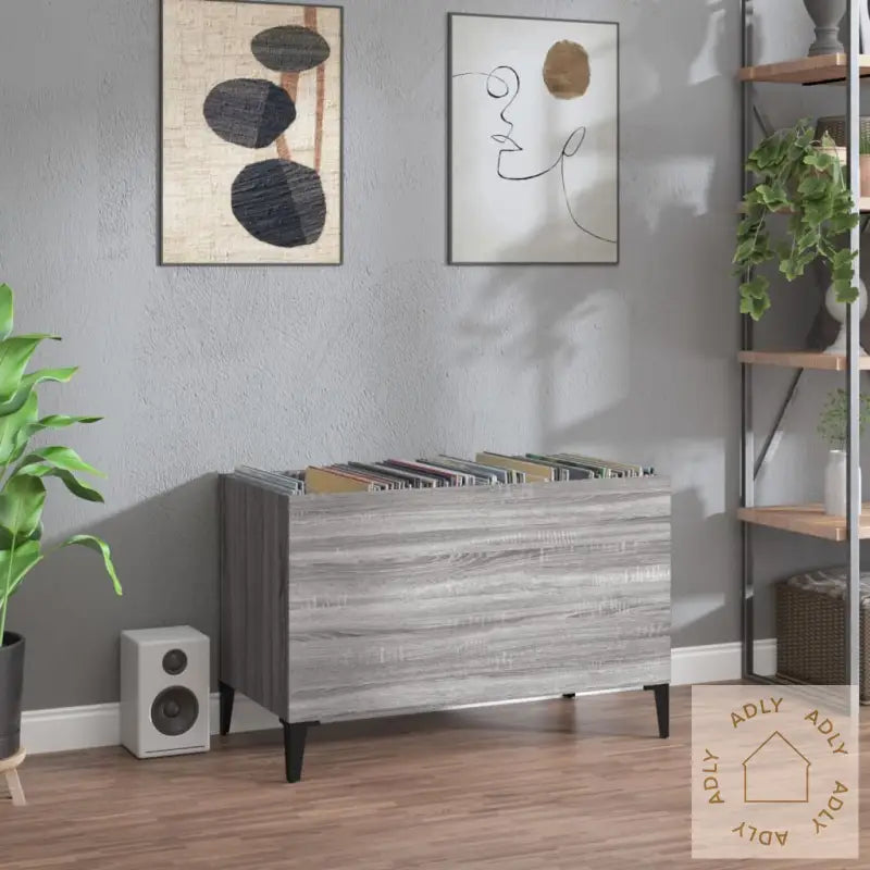 Hifi-Benk Grå Sonoma 74,5X38X48 Cm Konstruert Tre