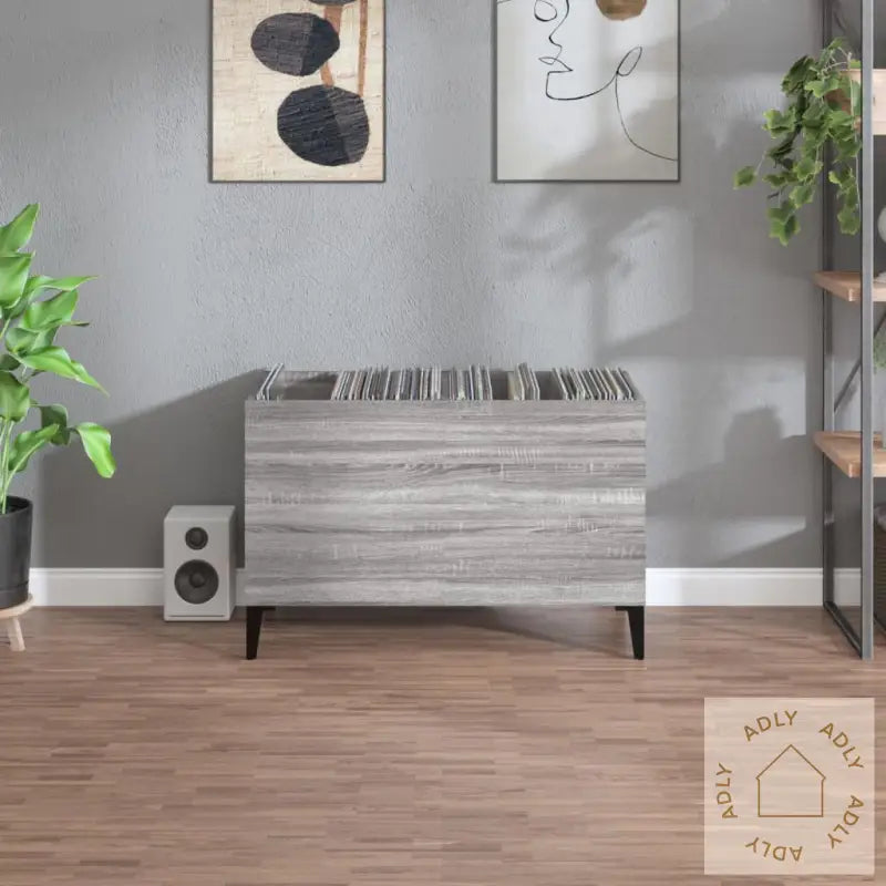 Hifi-Benk Grå Sonoma 74,5X38X48 Cm Konstruert Tre