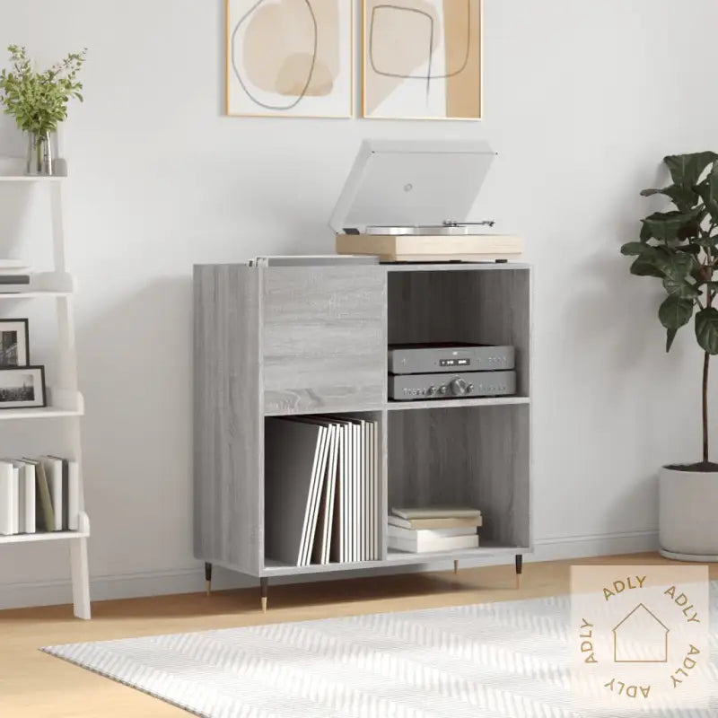 Hifi-Benk Grå Sonoma 84,5X38X89 Cm Konstruert Tre
