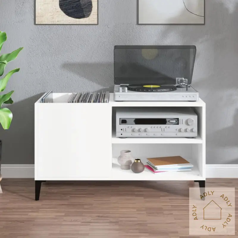 Hifi-Benk Hvit 84,5X38X48 Cm Konstruert Tre