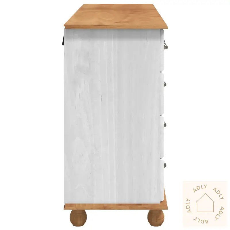Kommode &quot;Askim&quot; Hvit 79X40X133.5 Cm Solid Tre Furu