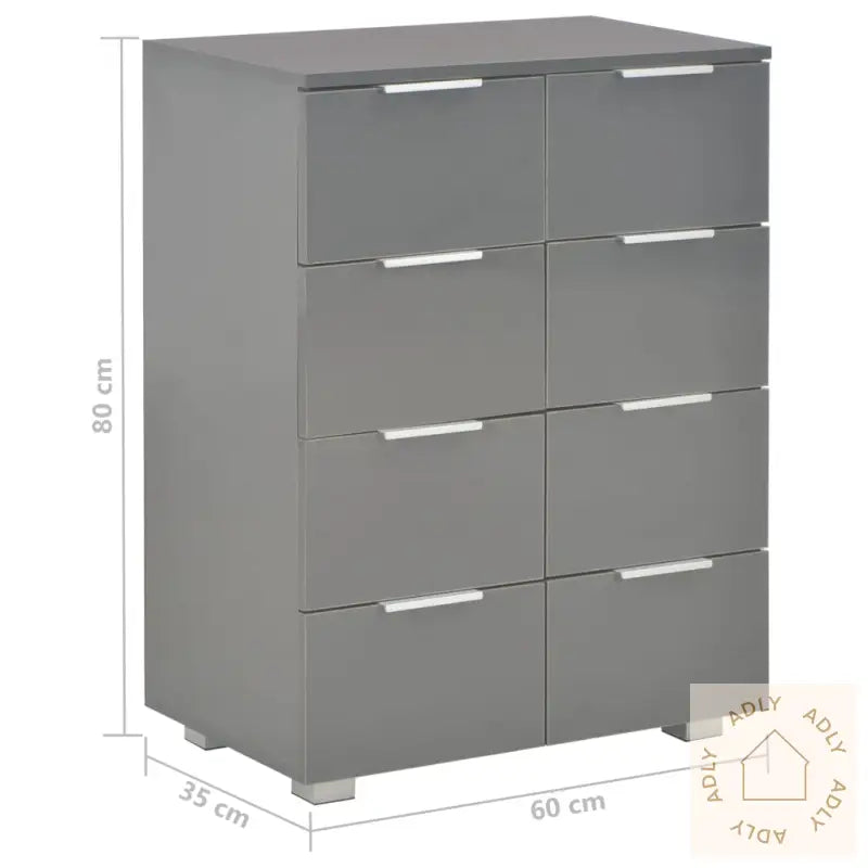 Skjenk Høyglans Grå 60X35X80 Cm Sponplate