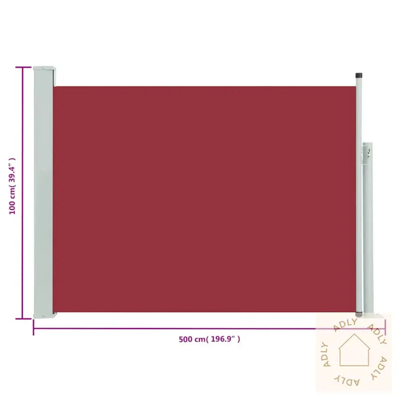 Uttrekkbar Sidemarkise 100X500 Cm Rød