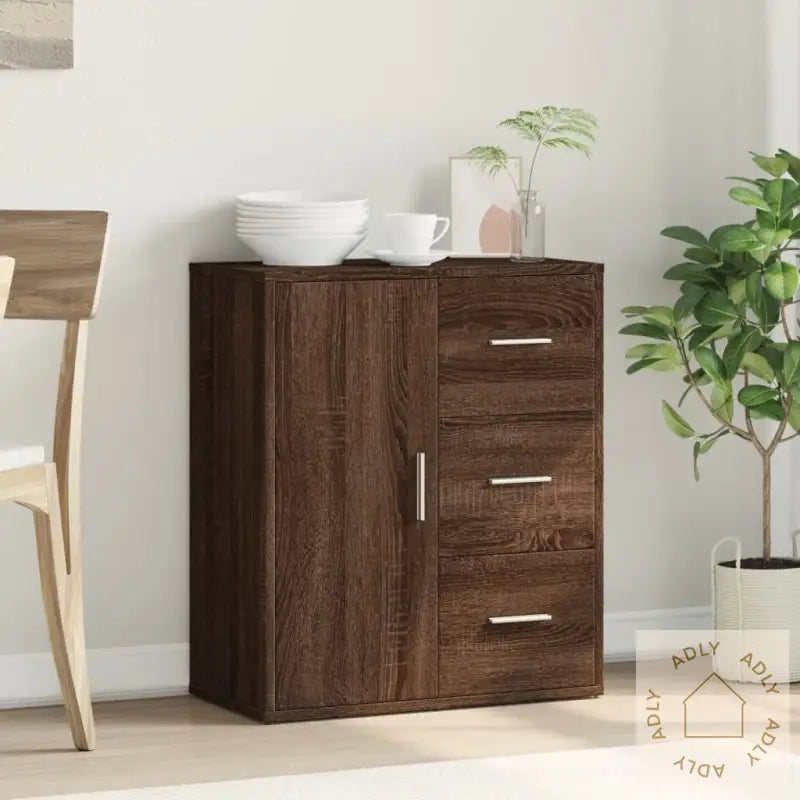 Skjenk Brun Eik 60X31X70 Cm Konstruert Tre