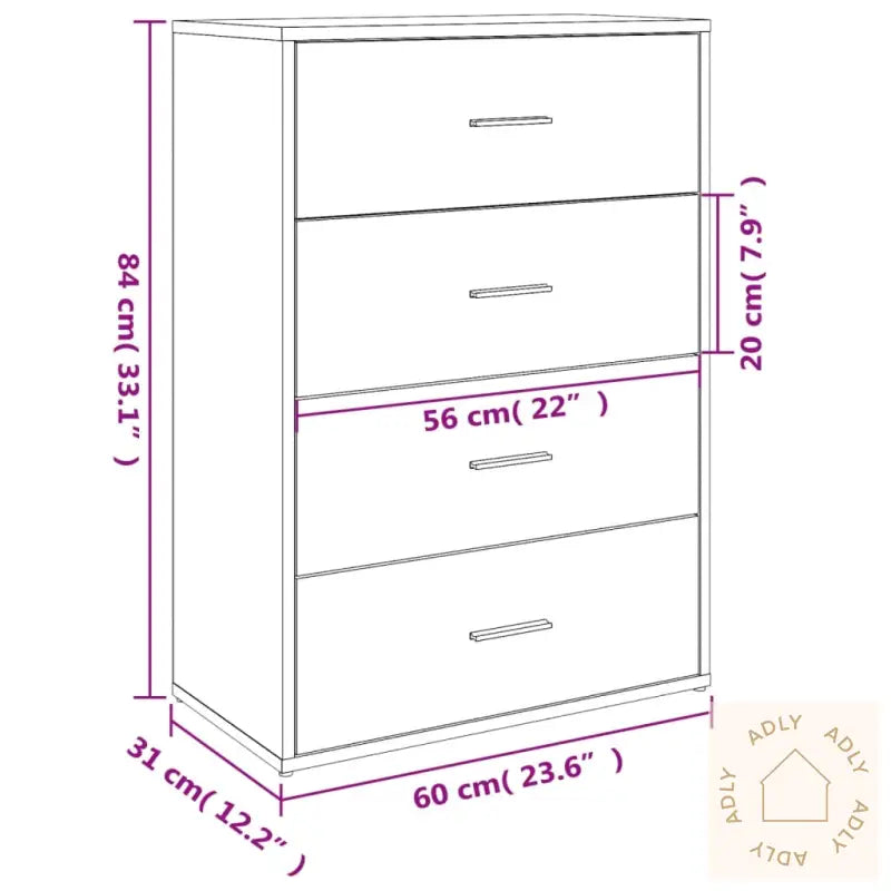 Skjenk Brun Eik 60X31X84 Cm Konstruert Tre