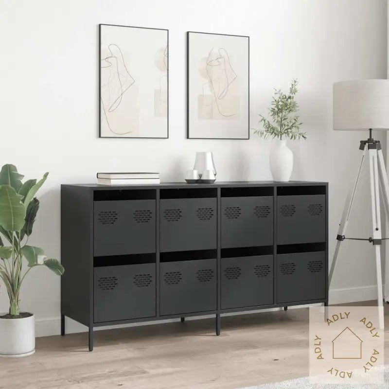 Skjenk Svart 135X39X73,5 Cm Kaldvalset Stål