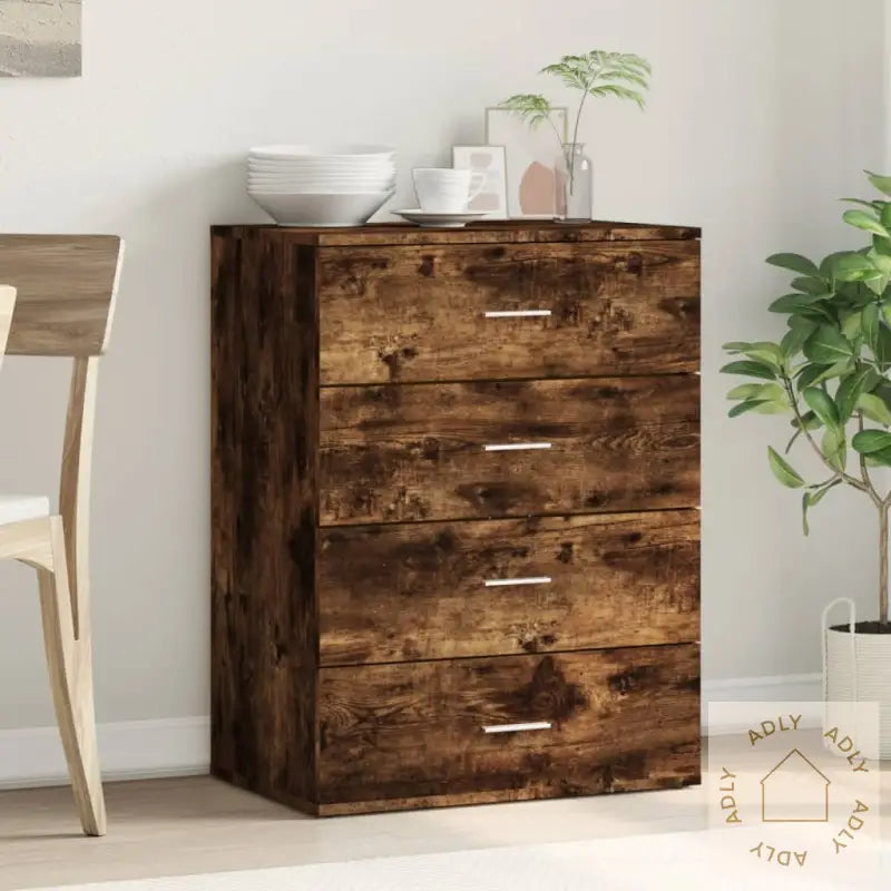 Skjenk Røkt Eik 60X39X80 Cm Konstruert Tre