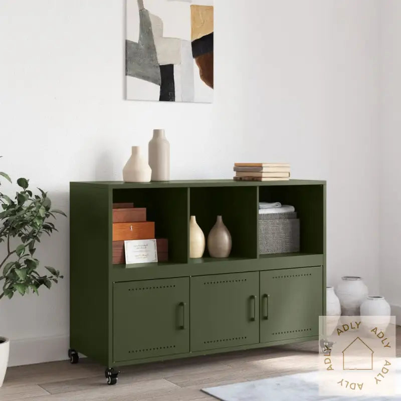Skjenk Olivengrønn 100,5X39X72 Cm Stål