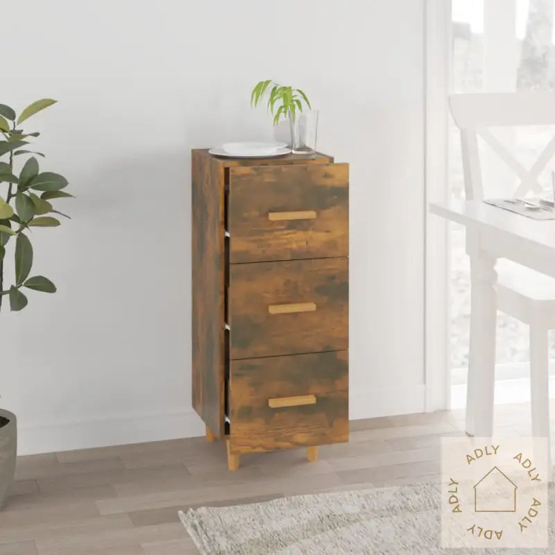 Skjenk Røkt Eik 34,5X34X90 Cm Konstruert Tre