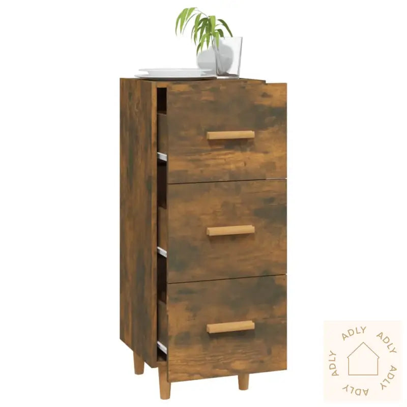 Skjenk Røkt Eik 34,5X34X90 Cm Konstruert Tre