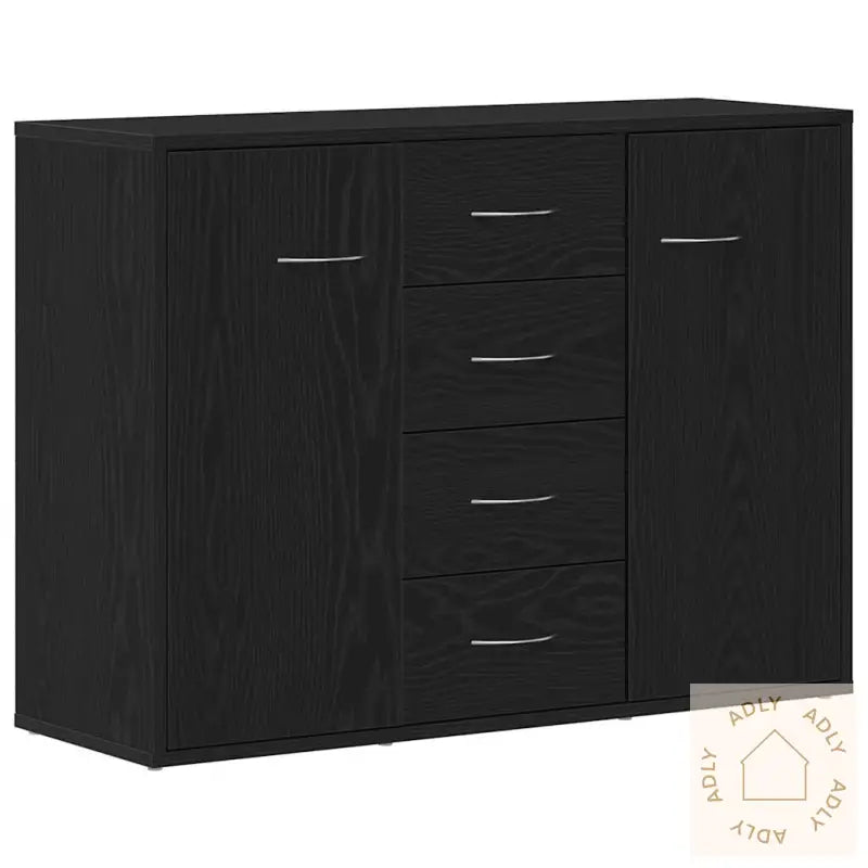 Skjenk Svart Eik 88X30X64 Cm Konstruert Tre
