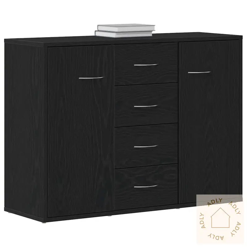 Skjenk Svart Eik 88X30X64 Cm Konstruert Tre