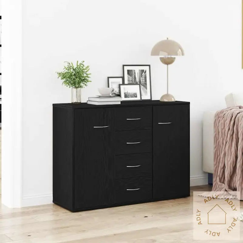 Skjenk Svart Eik 88X30X64 Cm Konstruert Tre
