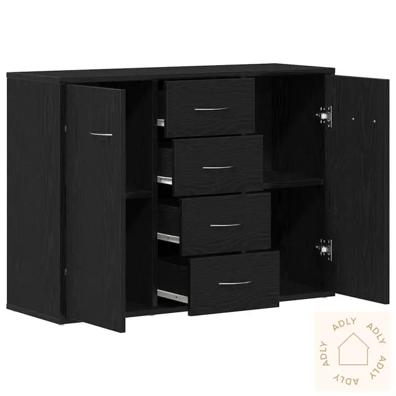 Skjenk Svart Eik 88X30X64 Cm Konstruert Tre