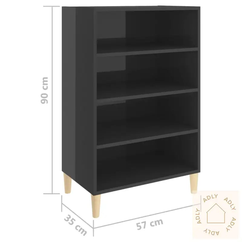 Skjenk Høyglans Grå 57X35X90 Cm Konstruert Tre