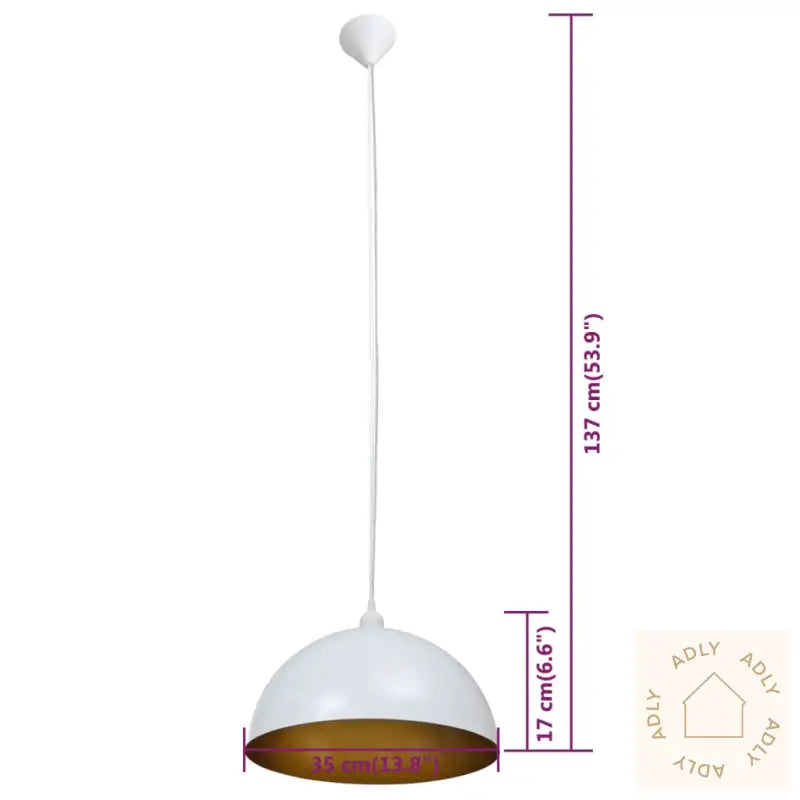 Taklampe 2 Stk Høydejusterbar Halvkuleformet Hvit