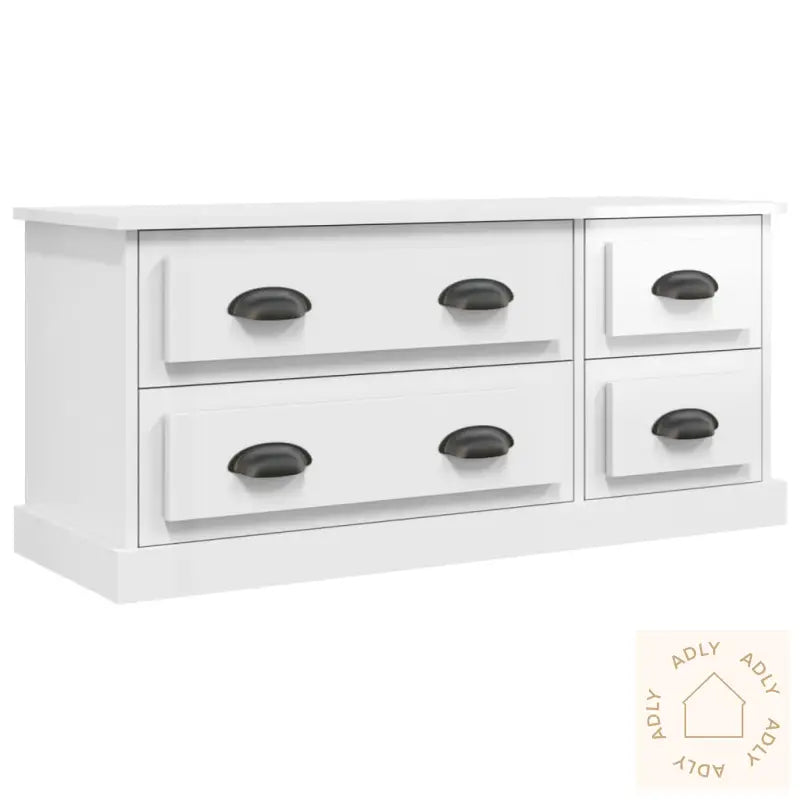 Tv-Benk Høyglans Hvit 100X35,5X45 Cm Konstruert Tre