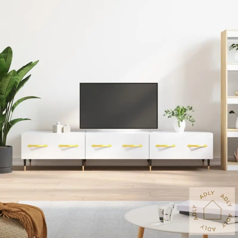 Tv-Benk Høyglans Hvit 150X36X30 Cm Konstruert Tre