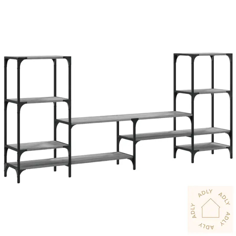 Tv-Benk Grå Sonoma 206,5X28,5X95 Cm Konstruert Tre