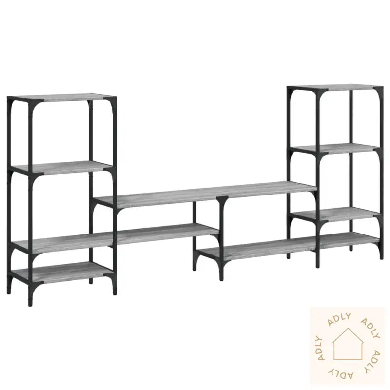 Tv-Benk Grå Sonoma 206,5X28,5X95 Cm Konstruert Tre