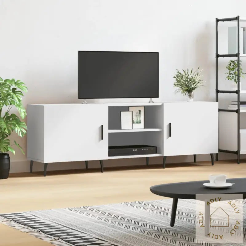 Tv-Benk Hvit 150X30X50 Cm Konstruert Tre