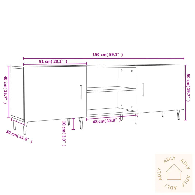 Tv-Benk Hvit 150X30X50 Cm Konstruert Tre