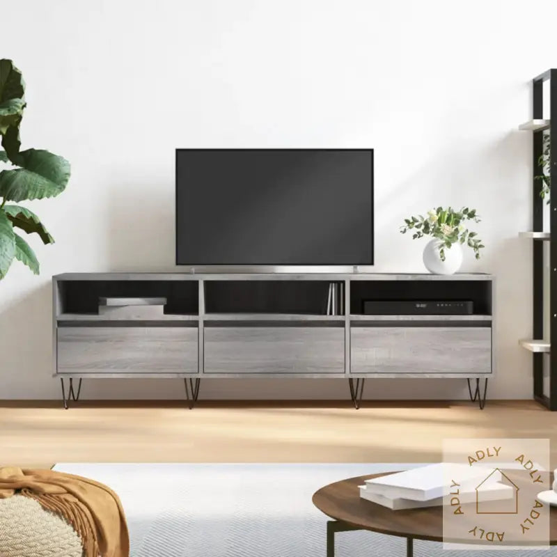 Tv-Benk Grå Sonoma 150X30X44,5 Cm Konstruert Tre